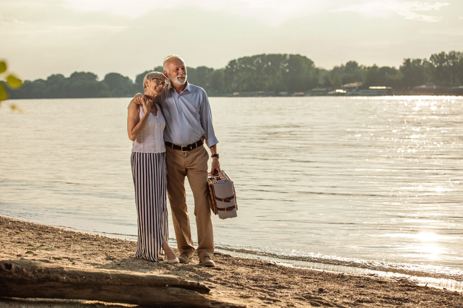 Retired Couple Together Enjoying Retirement on Lake